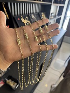 Corrente Tijolinho 3,3mm FTD 65cm - Banhado a Ouro