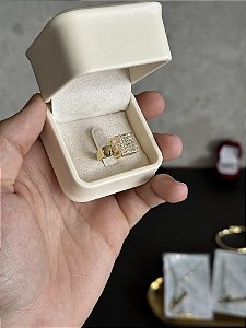 Anel Chuveiro Quadrado G - Banhado a Ouro