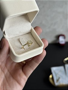 Anel Chuveiro Quadrado P - Banhado a Ouro