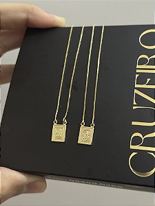 Escapulário Jesus e Nossa Sra Carmo - Banhada a Ouro