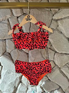 Biquini Infantil Ivy Onça Laranja Neon