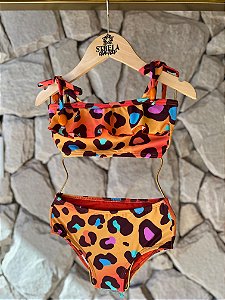 Biquini Infantil Ivy Onça Laranja