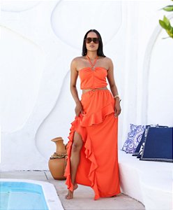 Vestido Tropical Laranja