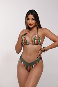 Biquini Zig Zag Verde Militar
