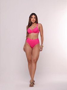 Básico Hot Pants Fio duplo Rosa