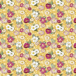 Tecido Tricoline Digital Flores Fernando Maluhy 0,5 X 1,50 M