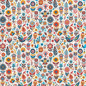 Tecido Tricoline Digital Flores Fernando Maluhy 0,5 X 1,5 M
