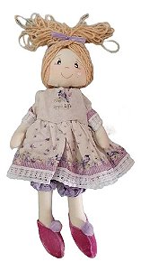 Boneca De Pano Artesanal Lavanda 41 Cm Bolinhasdeanisateliê