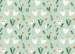 Tecido Tricoline Digital Coleção Pataquada Tema Coração 50x150 cm Verde Menta Fernando Maluhy