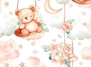Tecido Tricoline Digital Estampado Coleção Heaven, Ursos, Fernando Maluhy, 50x150cm