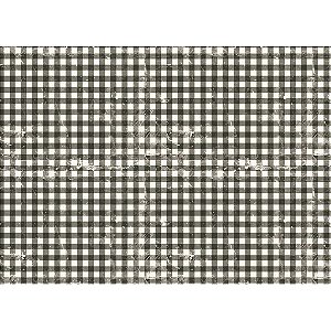 Tecido Tricoline Digital Vintage Floral Xadrez Preto, 50x150cm, Fernando Maluhy, 100% Algodão