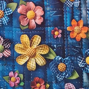 Tecido Tricoline Dgital com Estampa de Flores Xadrez 50x150 cm, Fernando Maluhy