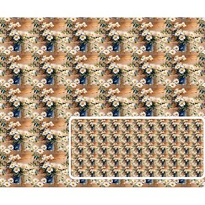 Tecido Tricoline Digital Coleção Daisies Margarida Fundo Madeira 50x150 cm, Fernando Maluhy