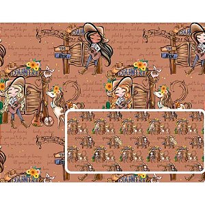 Tecido Tricoline Digital Coleçao Sertanejo Cantora Country 50x150 cm, Fernando Maluhy
