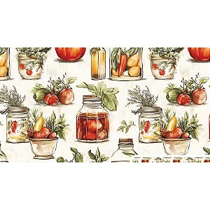 Tecido Tricoline Digital Fenando Maluhy Coleção Vintage Kitchen azeite e tempero 50 x 150 cm