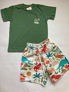 Conjunto Infantil Verde Dinossauro Menino