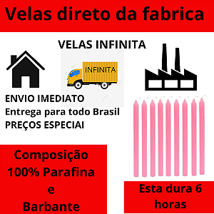 Pacote 1 Kg de Vela Palito Rosa