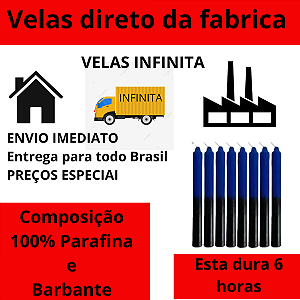 Pacote 1 Kg de Vela Palito ( Azul e Preto )