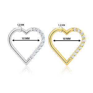 Piercing Coração Daith Titânio com Zircônias Cravejadas