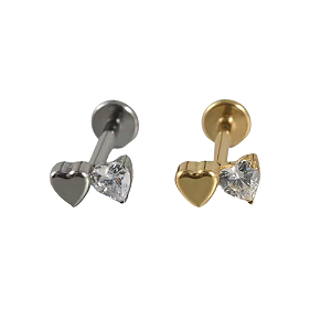 Piercing Coração Duplo de Zircônias em Titânio