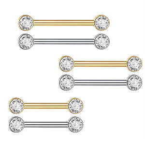 Piercing Barbell para Mamilo em Titânio com Zircônia – 2 unidades