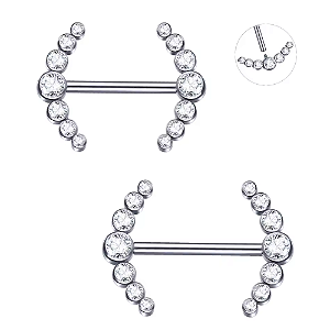 Piercing Mamilo Chanel em Titânio com Zircônias - 2 Unidades