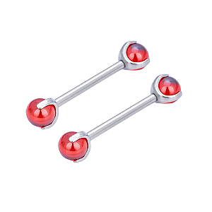 Piercing Mamilo Bolinhas Coloridas em Titânio - 2 unidades