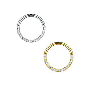 Piercing de Titânio Argola Cravejada com Zircônias – Septo e Daith