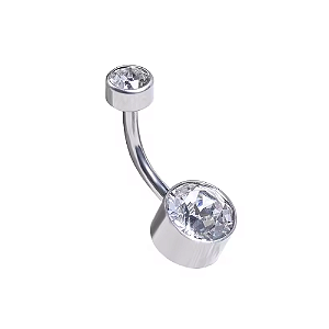 Piercing Umbigo Redondo Base Reta Zircônia Titânio