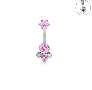 Piercing Umbigo Trio Colors Titânio Zircônia