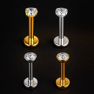 Piercing Nariz Ponto de Luz Zircônia Titânio Hipoalergênico Rosca Interna Nostril Aba 1ª Perfuração