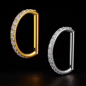 Piercing Argola Titânio Click Segmento Zircônia Cicatrização Hélix Conch Nariz Antialérgico