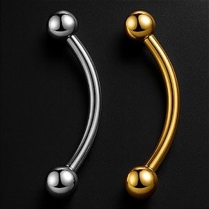Piercing Sobrancelha Supercílios Aço Bolinha Curvado Esfera Prata Dourado 8mm 10mm