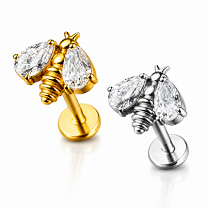 Piercing Abelha com Zircônias em Titânio Brinco
