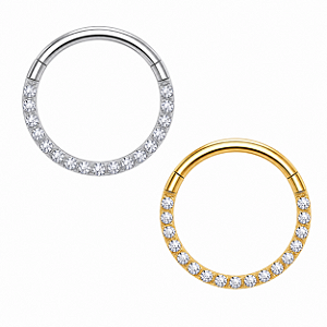 Piercing Argola Click Segmento Aço Cirúrgico Zircônia 8mm 10mm Septo Daith Hélix Prata Dourado