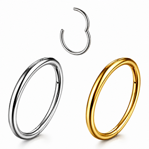 Piercing Argola Lisa Click Segmento Aço Cirúrgico Orelha Hélix Conch Trágus Lóbulo Nariz Boca