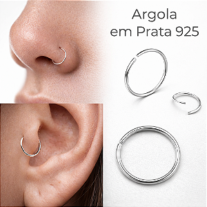 Piercing Argola Lisa Prata 925 6mm 0.8mm Fina Nariz Orelha Boca
