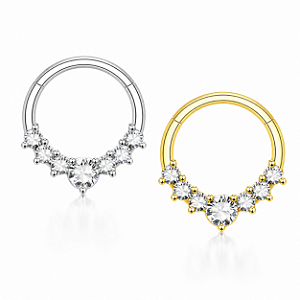 Piercing Argola Orelha Nariz Click Zircônia Aço Cirúrgico Septo Daith Hélix Conch Pedras Cravejadas