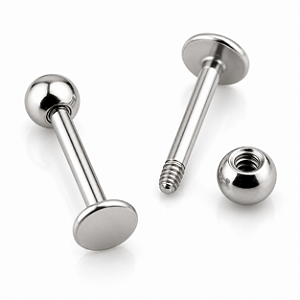 Piercing Labret Bolinha Esfera Aço Cirúrgico Rosca Externa Haste Flat Lóbulo Boca Hélix Conch Trágus Nariz