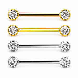 Piercing Mamilo Peito Barbell Rosca Interna Titânio Zircônia PVD 2 Unidades