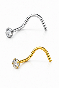 Piercing Nariz Ponto de Luz Titânio Natural Cravejado PVD Zircônia Nostril