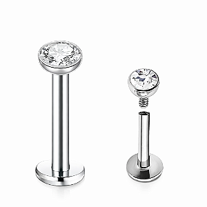 Piercing Ponto de Luz 3mm Aço Labret 1.2 Rosca Interna