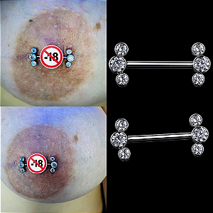 Piercings de Mamilo 3 Pedras (Trio Zircônias)  Titânio – Barbell