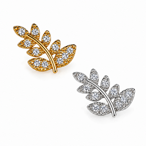 Piercing Ramos Folhas Zircônia Aço Cirúrgico Hélix Conch Flat Trágus Lóbulo Prata Dourado Labret