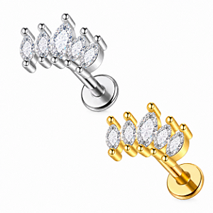 Piercing Mini Cluster Zircônia Aço Cirúrgico Trágus Hélix Conch Flat Lóbulo Labret 8mm 1.2mm