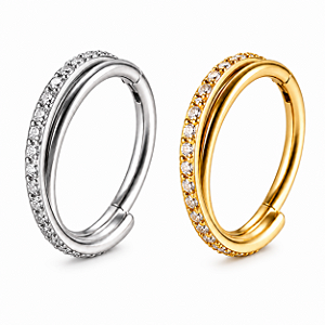 Piercing Argola Trançada Titânio G23 Zircônias Hélix Conch Daith Septo Nariz Trágus Click 10mm 12mm