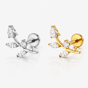 Piercing Labret Aço Cirúrgico Galho Zircônias Cravejadas Helix Tragus Conch Nariz