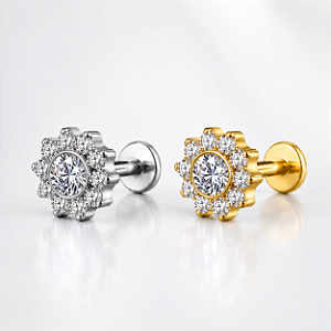 Piercing Labret Aço Cirúrgico Sol Zircônia Hélix Trágus Conch Flat Lóbulo Scapha
