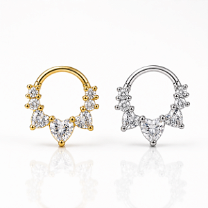 Piercing Argola Orelha Nariz Aço Cirúrgico Coração Zircônia Daith Septo Hélix