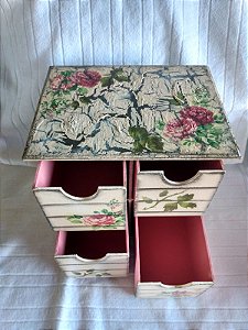 Caixa Organizadora MDF 4 gavetinhas decorada personalizada